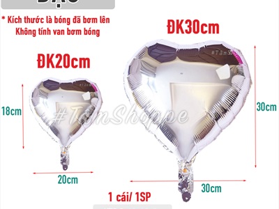 Bong bóng kiếng trái tim trơn màu nhiều cỡ BBK-TIM-03